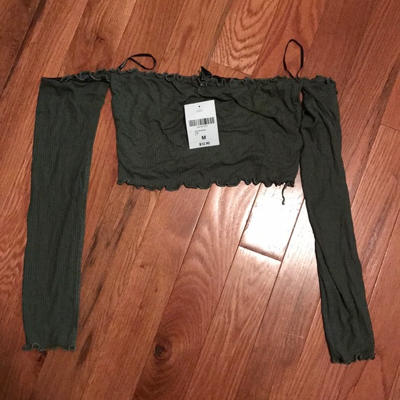 Olive Green Forever 21 Crop Top - Picture 1 of 2